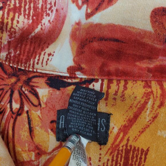 Chicos Additions Floral Red Orange Yellow Beige Zippered Jacket Womens Sz 1 - Picture 10 of 16